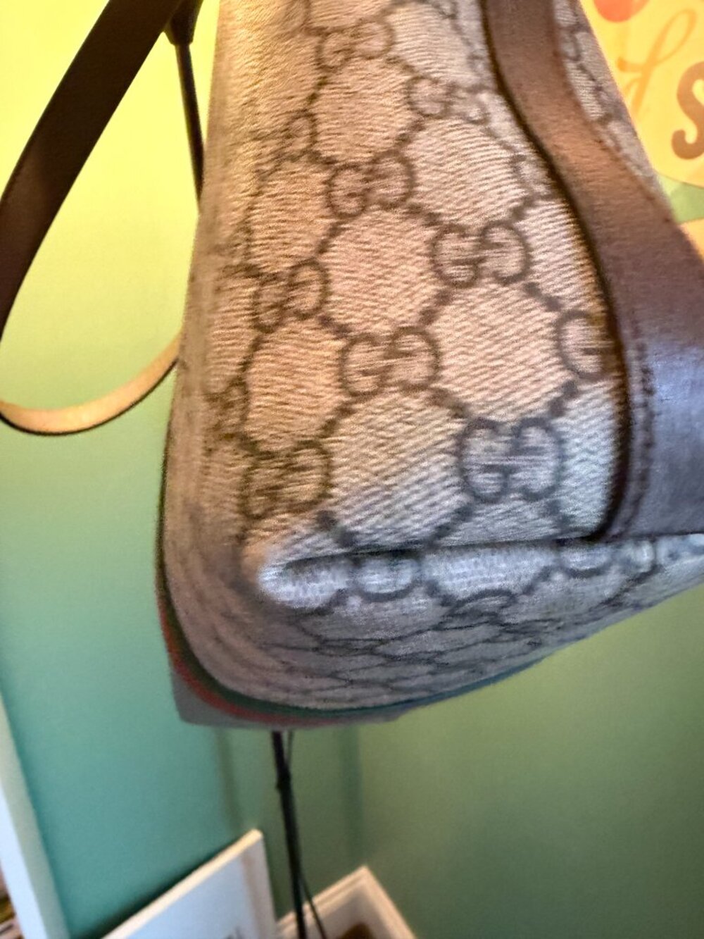 Gucci Medium Tote Bag, Borwn with Gold GG - Picture 9 of 13
